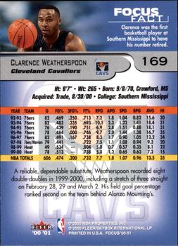 2000-01 Fleer Focus #169 Clarence Weatherspoon Back