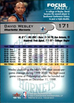 2000-01 Fleer Focus #171 David Wesley Back