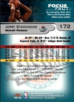 2000-01 Fleer Focus #172 Jerry Stackhouse Back