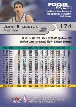 2000-01 Fleer Focus #174 John Stockton Back
