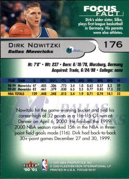 2000-01 Fleer Focus #176 Dirk Nowitzki Back