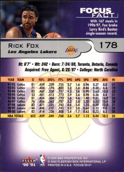 2000-01 Fleer Focus #178 Rick Fox Back