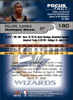 2000-01 Fleer Focus #180 Felipe Lopez Back