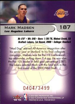 2000-01 Fleer Focus #187 Mark Madsen Back