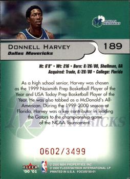 2000-01 Fleer Focus #189 Donnell Harvey Back