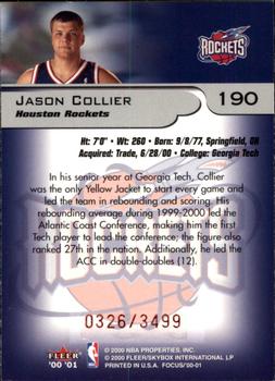 2000-01 Fleer Focus #190 Jason Collier Back