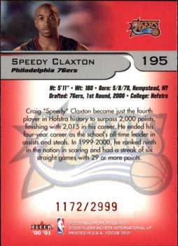 2000-01 Fleer Focus #195 Speedy Claxton Back