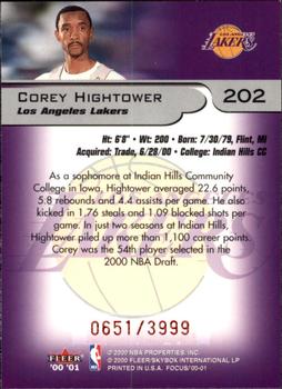 2000-01 Fleer Focus #202 Corey Hightower Back