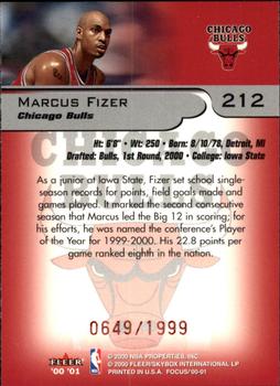 2000-01 Fleer Focus #212 Marcus Fizer Back