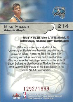 2000-01 Fleer Focus #214 Mike Miller Back