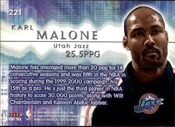 2000-01 Fleer Focus #221 Karl Malone Back