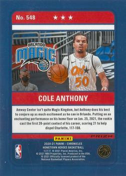 2020-21 Panini Chronicles - Silver #548 Cole Anthony Back