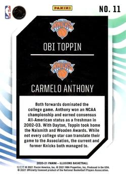 2020-21 Panini Illusions - Rookie Reflections #11 Carmelo Anthony / Obi Toppin Back