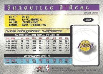 2000-01 Fleer Futures #20 Shaquille O'Neal Back