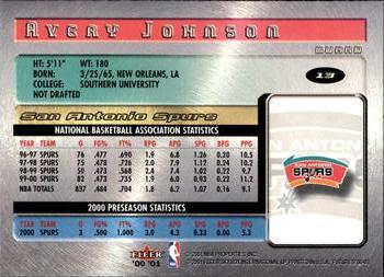 2000-01 Fleer Futures #13 Avery Johnson Back