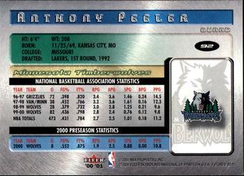 2000-01 Fleer Futures #92 Anthony Peeler Back