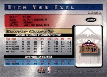 2000-01 Fleer Futures #190 Nick Van Exel Back