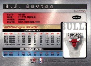 2001 Upper Deck Game Jersey Edition NBA Card Chicago Bulls #264 A.J. Guyton