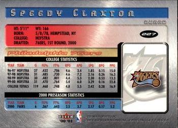 2000-01 Fleer Futures #227 Speedy Claxton Back