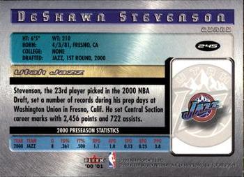 2000-01 Fleer Futures #245 DeShawn Stevenson Back