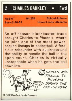 1992 Baseball Cards Presents Basketball '93 Yearbook Repli-Cards #2 Charles Barkley Back