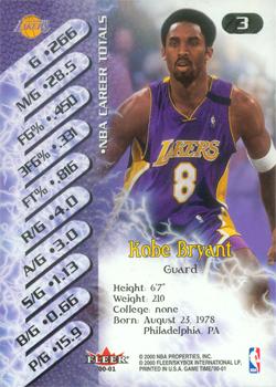 2000-01 Fleer Game Time #3 Kobe Bryant Back