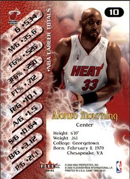 2000-01 Fleer Game Time #10 Alonzo Mourning Back