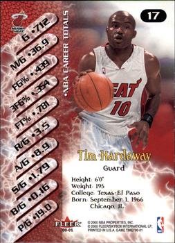2000-01 Fleer Game Time #17 Tim Hardaway Back
