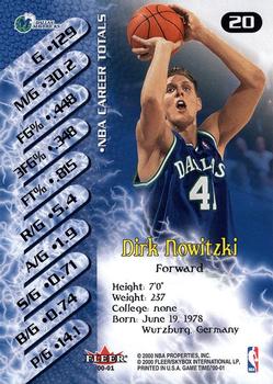 2000-01 Fleer Game Time #20 Dirk Nowitzki Back