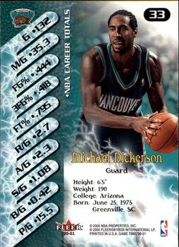 2000-01 Fleer Game Time #33 Michael Dickerson Back