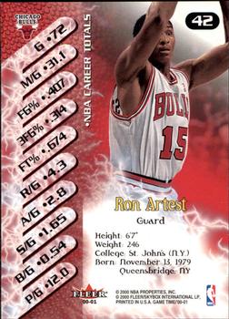 2000-01 Fleer Game Time #42 Ron Artest Back