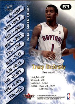 2000-01 Fleer Game Time #63 Tracy McGrady Back
