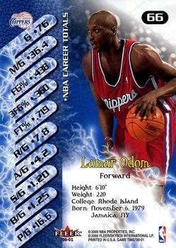 2000-01 Fleer Game Time #66 Lamar Odom Back