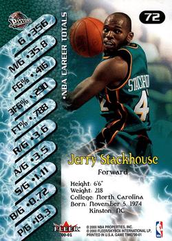 2000-01 Fleer Game Time #72 Jerry Stackhouse Back