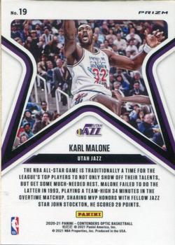 2020-21 Panini Contenders Optic - All-Star Aspirations Blue Cracked Ice #19 Karl Malone Back