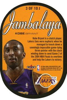 2004-05 SkyBox E-XL - Jambalaya #3 J Kobe Bryant Back