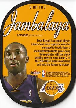 2004-05 SkyBox E-XL - Jambalaya XL #3 J Kobe Bryant Back