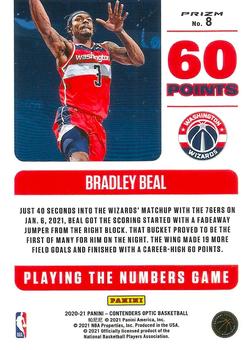 2020-21 Panini Contenders Optic - Playing the Numbers Game Red Cracked Ice #8 Bradley Beal Back