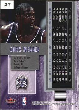2000-01 Fleer Genuine #27 Chris Webber Back