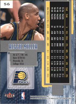 2000-01 Fleer Genuine #56 Reggie Miller Back