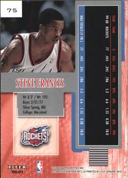 2000-01 Fleer Genuine #75 Steve Francis Back