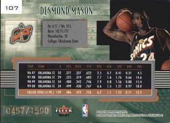2000-01 Fleer Genuine #107 Desmond Mason Back