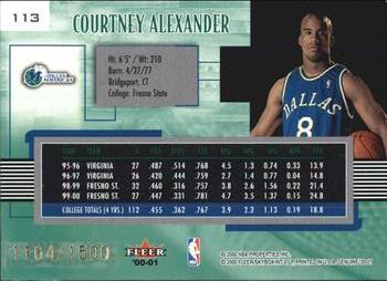 2000-01 Fleer Genuine #113 Courtney Alexander Back