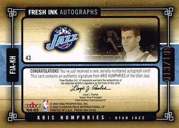 2004-05 SkyBox Fresh Ink - Autographs (199) #FIA-KH Kris Humphries Back