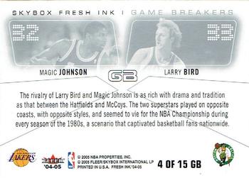 2004-05 SkyBox Fresh Ink - Game Breakers #4 GB Magic Johnson / Larry Bird Back