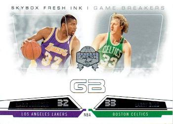 2004-05 SkyBox Fresh Ink - Game Breakers #4 GB Magic Johnson / Larry Bird Front