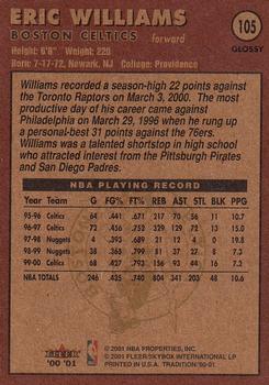 2000-01 Fleer Tradition Glossy #105 Eric Williams Back