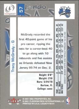 2000-01 Fleer Legacy #57 Tracy McGrady Back