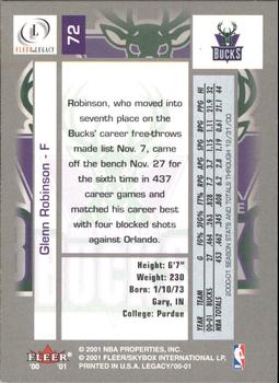 2000-01 Fleer Legacy #72 Glenn Robinson Back