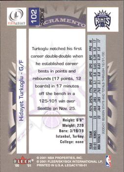 2000-01 Fleer Legacy #102 Hidayet Turkoglu Back